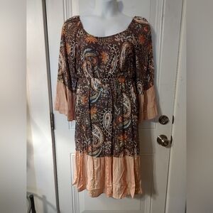 Bohemian Long Sleeve Paisley Dress